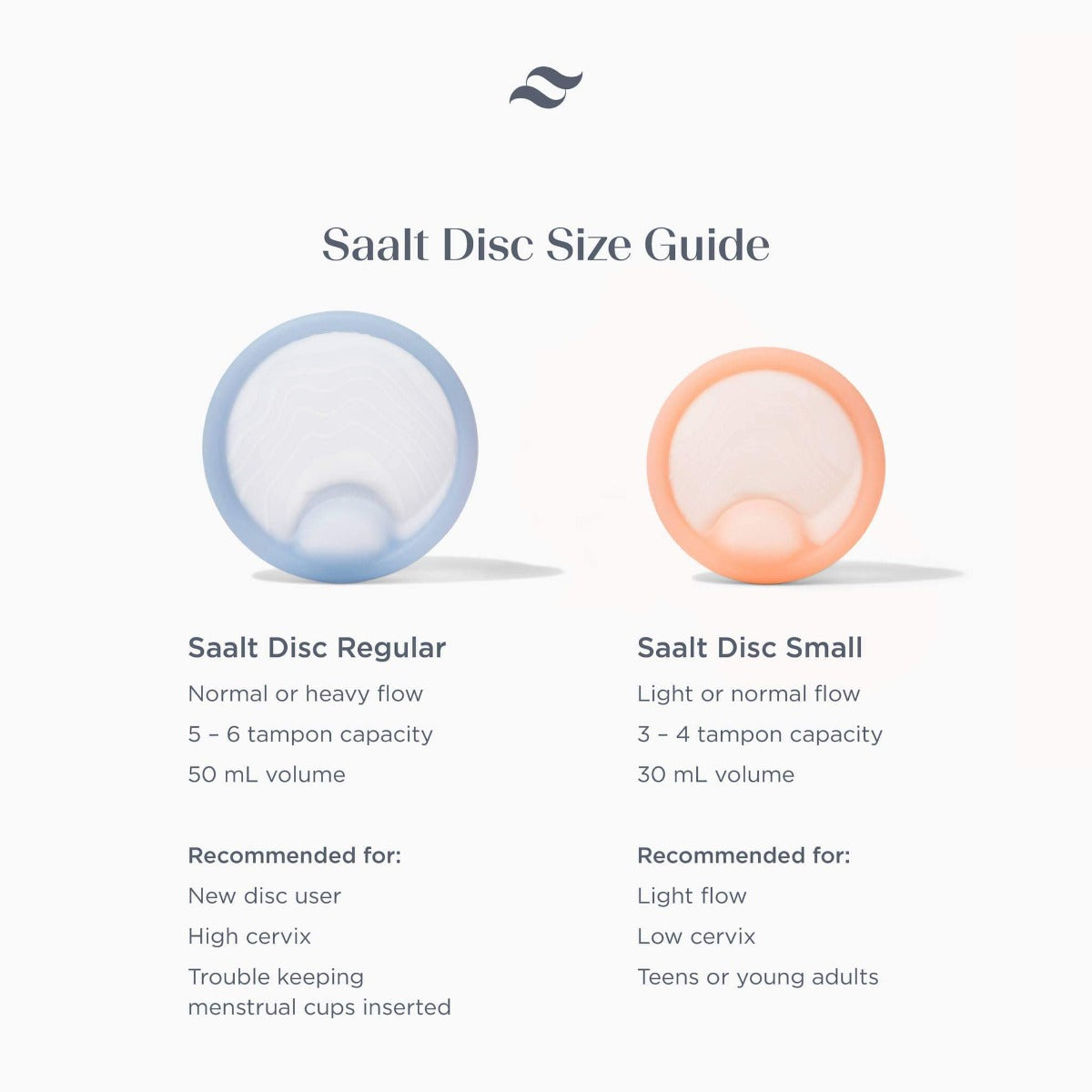 Saalt Menstrual Disc Duo | Size Guide | The Period Co.